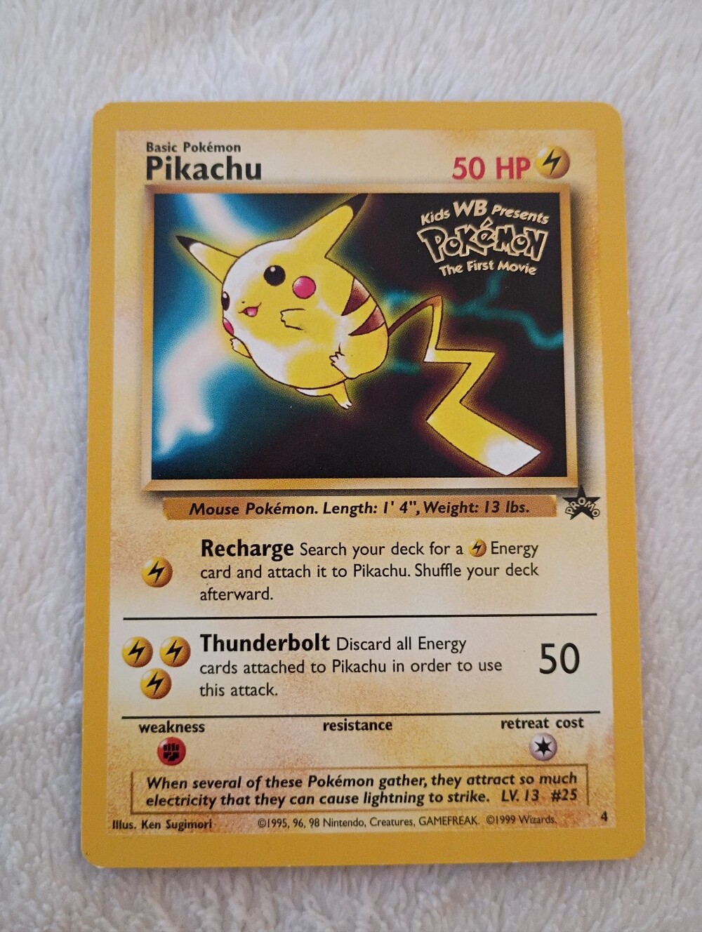 Pikachu 1999 Movie Promo 4 Pokemon Card Stamped WB The First Movie #4